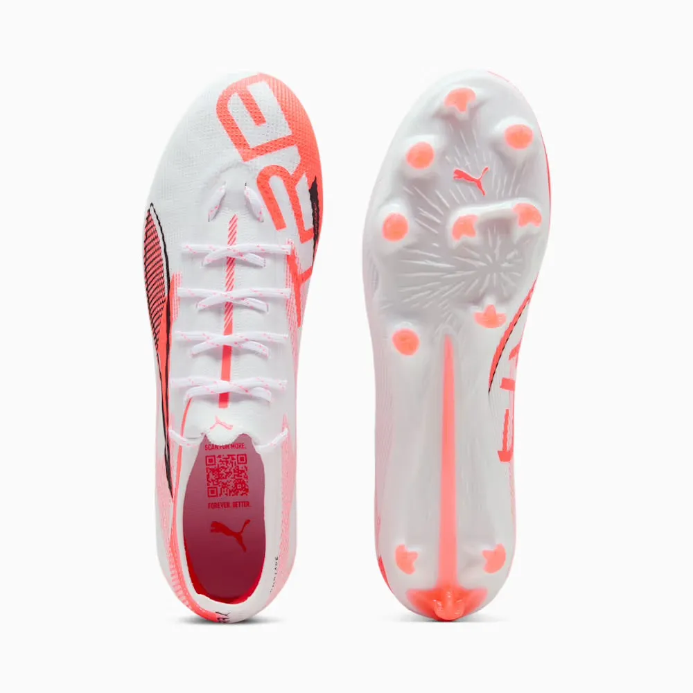 Basic Wear Puma Ultra 5 Pro FG/AG Football Boots (White/Black/Glowing Red)