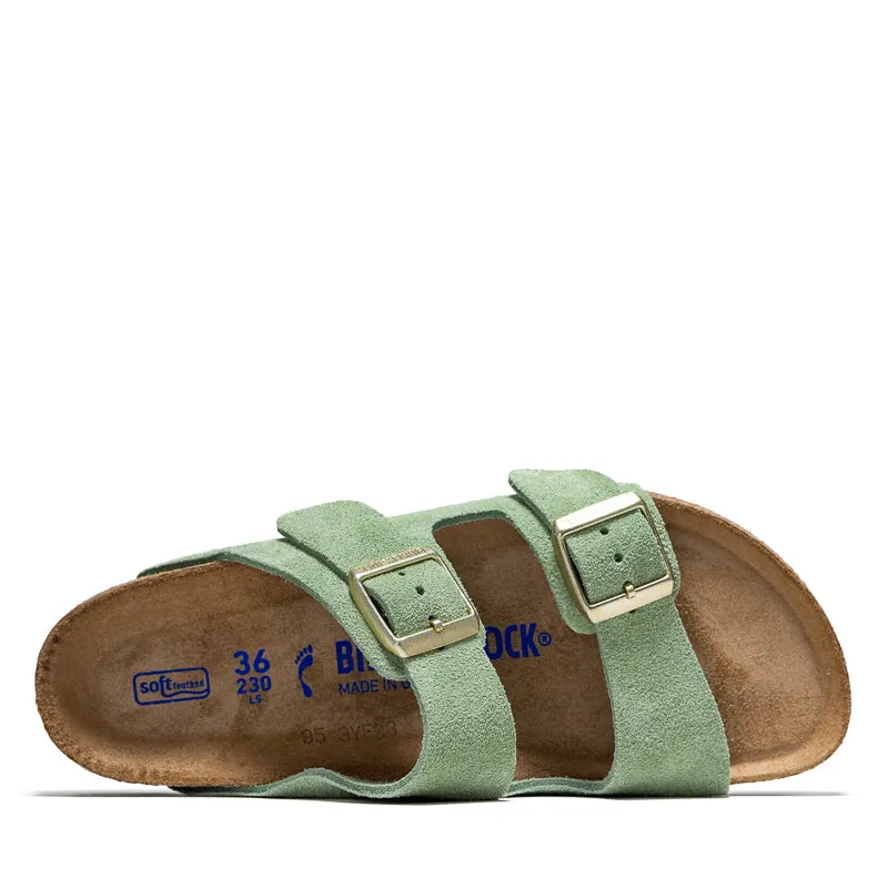 Women's Birkenstock Arizona Soft Footbed Suede - Green Tea Effortless Walk Fit