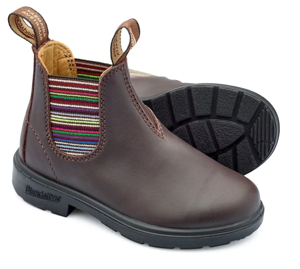 Blundstone 1413 - Kids Striped Brown Elastic - Chelsea Waterproof Upper Rough Trail