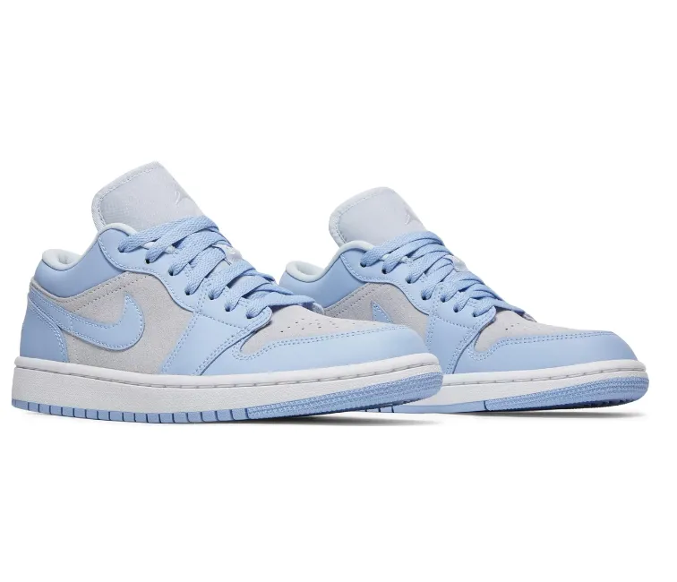 Women's Nike Air Jordan 1 Low (Football Grey/Aluminium Blue) Tennis Sneakers
