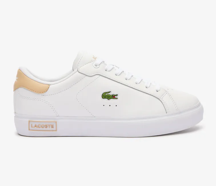 Stretchable Openings Women??s Lacoste Powercourt 124 1 SFA (White/Light Brown)