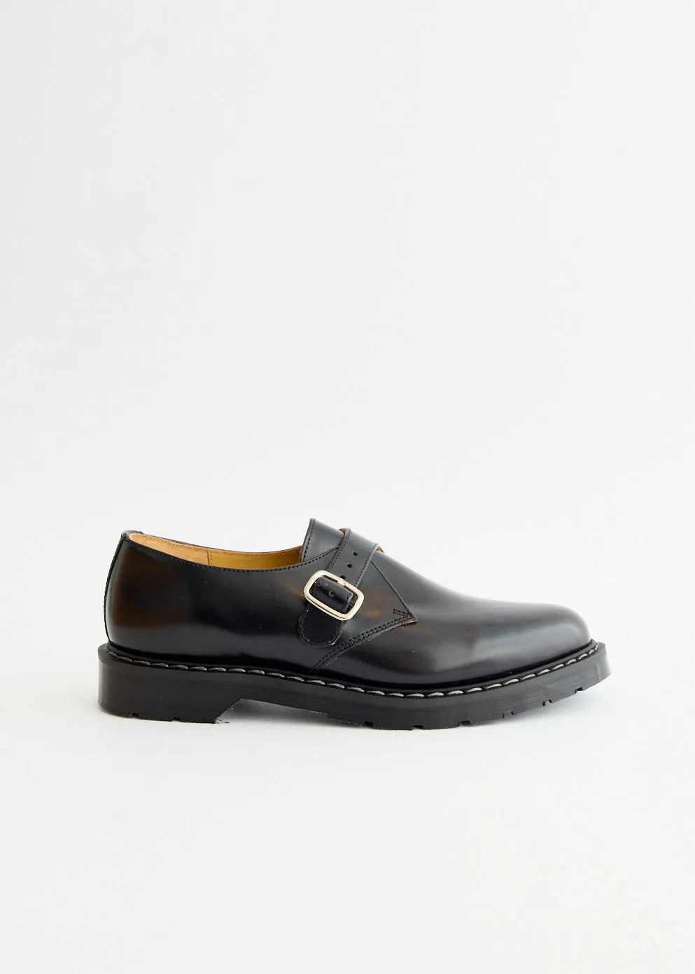 Black Hi-Shine Monk Shoes Versatile Boots