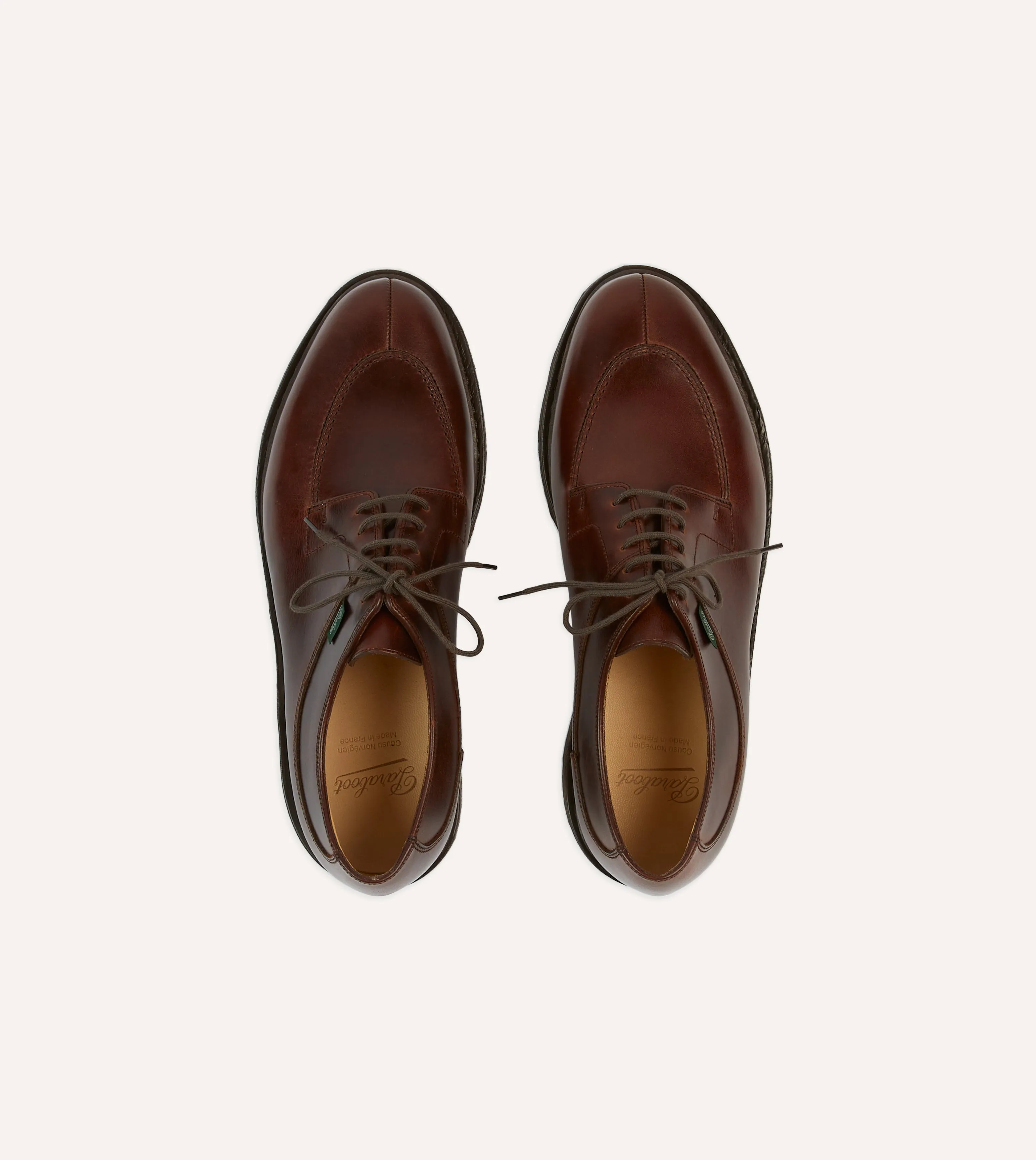 Mesh Fabric Paraboot Avignon Brown Leather Derby Shoe