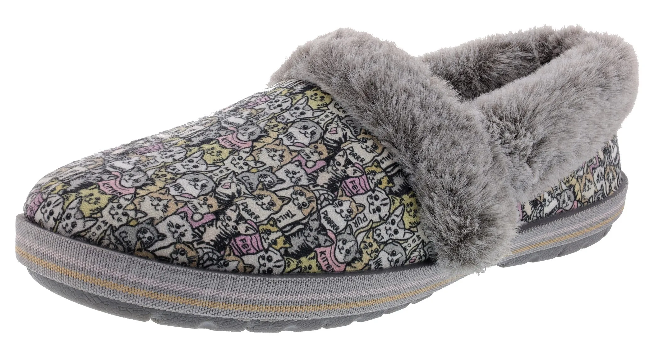 Indoor Walk Fast Stride Skechers Bobs Women's Too Cozy Purrfect Storm Memory Foam Slippers