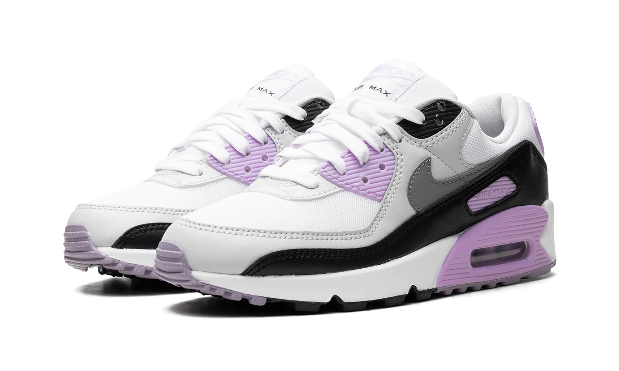 Air Max 90 WMNS "White Lilac" running in a steel bridge area shoes adjustable shoe fit