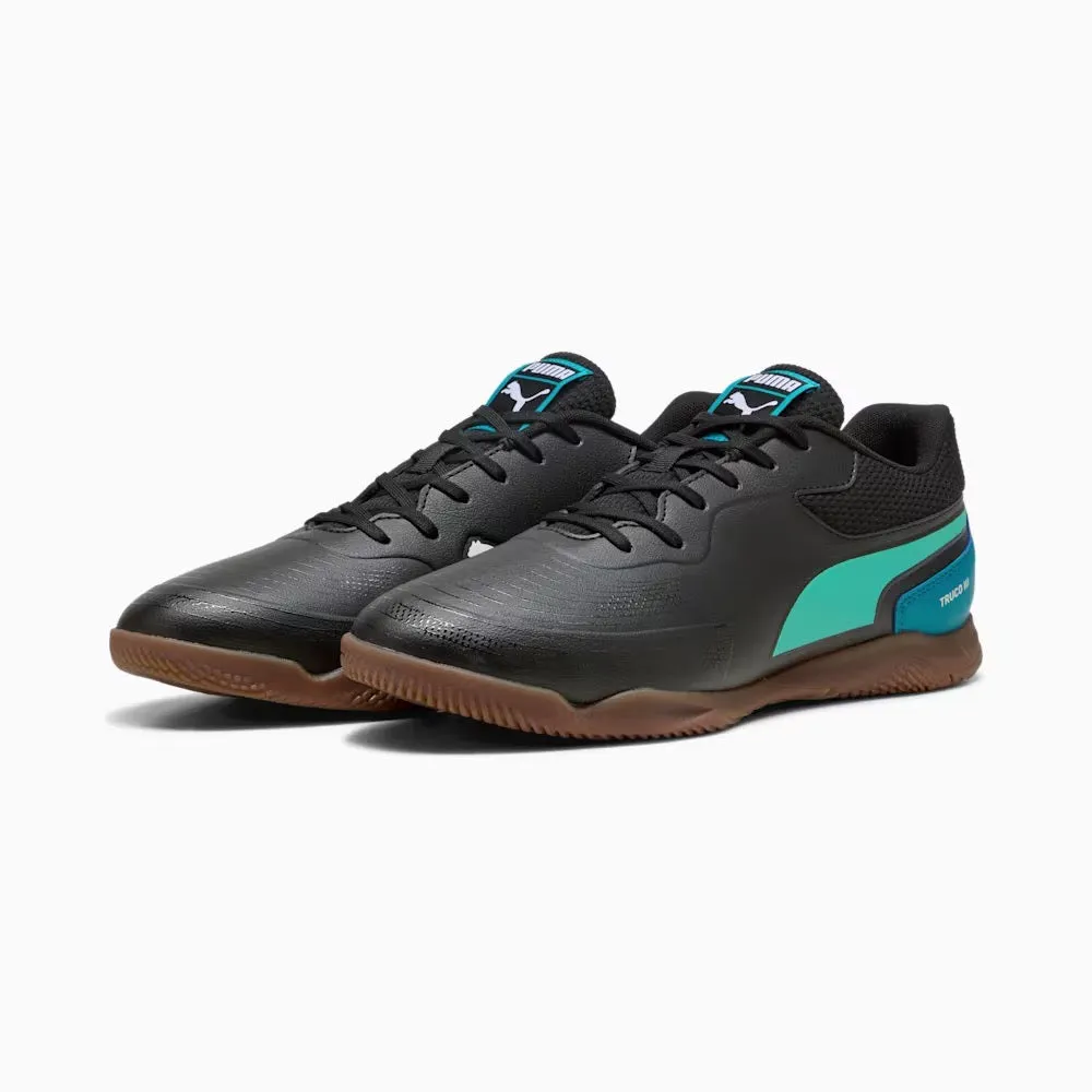 Outdoor Errands Puma Truco III IN Indoor Football Shoes (Black/Aquatic/Tropical Blue/White)