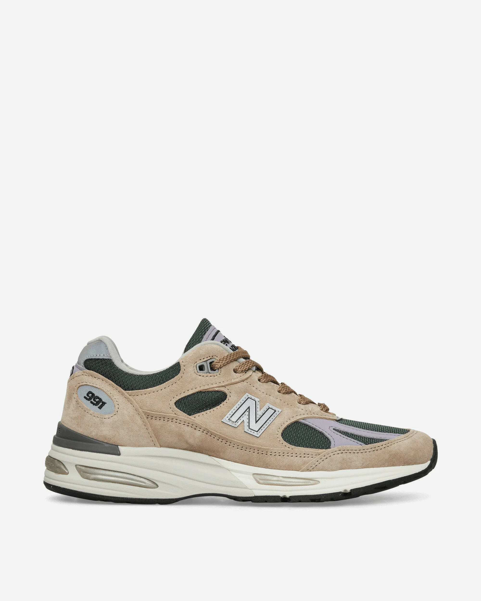 Low Profile Collar Padding Motion Flow MADE in UK 991v2 Sneakers Cement / Douglas Fir / Lavender Grey