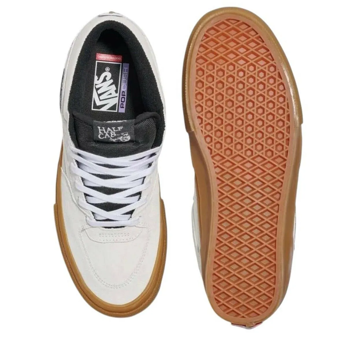 Vans - Skate Half Cab Shoes White/Gum Fast Moves Quick Ride