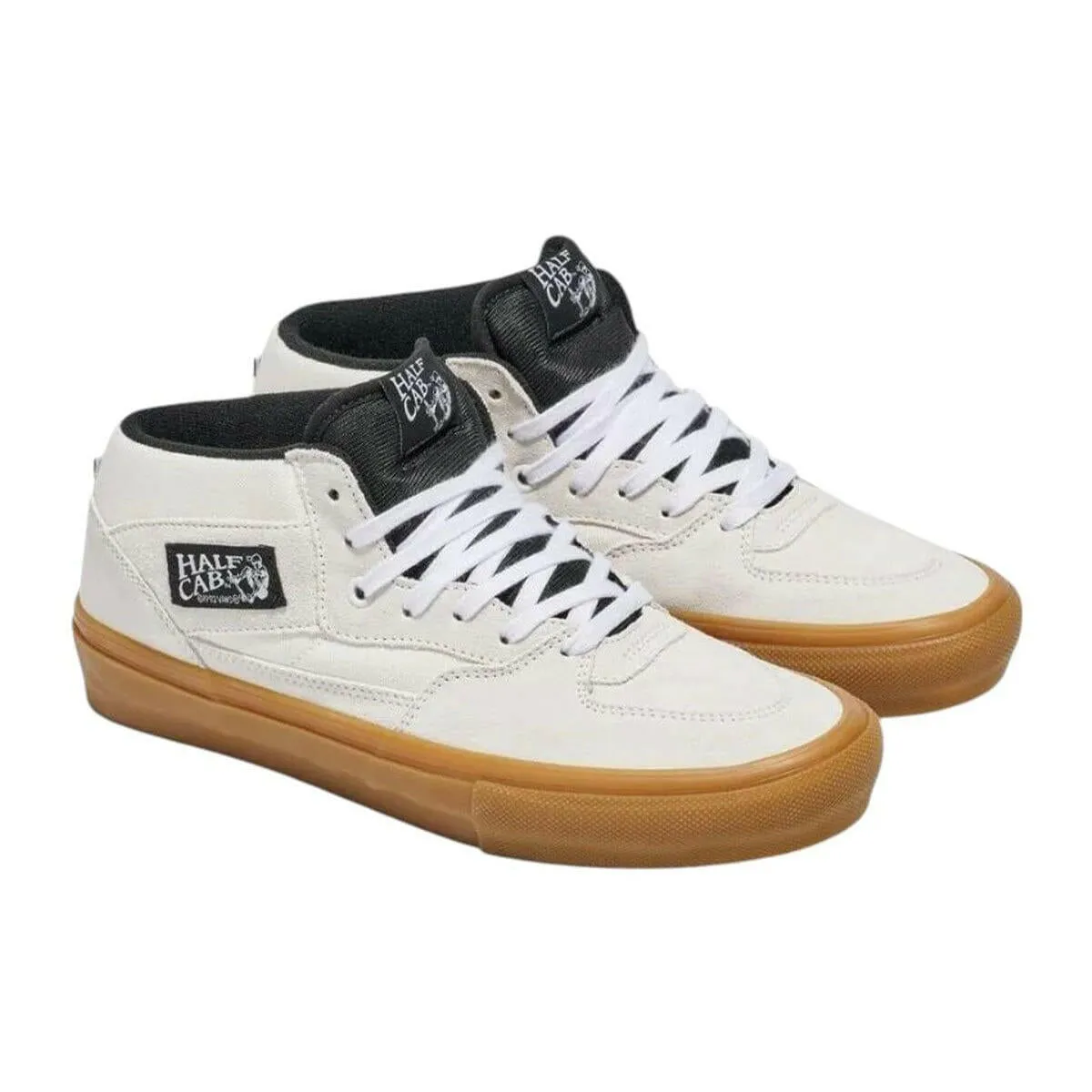 Comfort Lacing Fit Vans - Skate Half Cab Shoes White/Gum