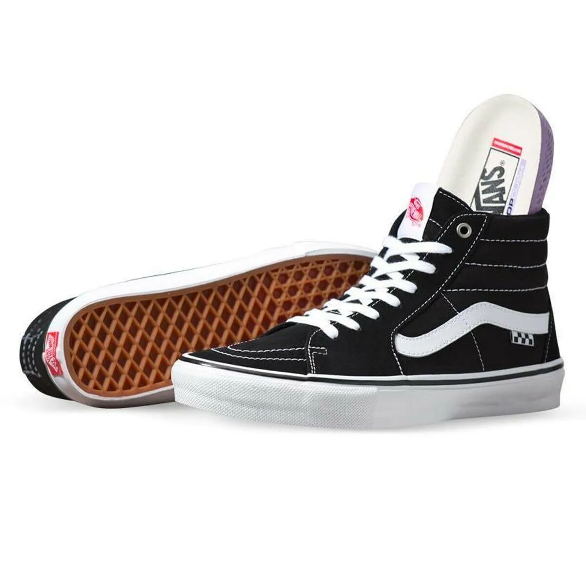 Breathable Material Comfort Ventilation Vans - Skate Sk8 Hi Shoes Black/White