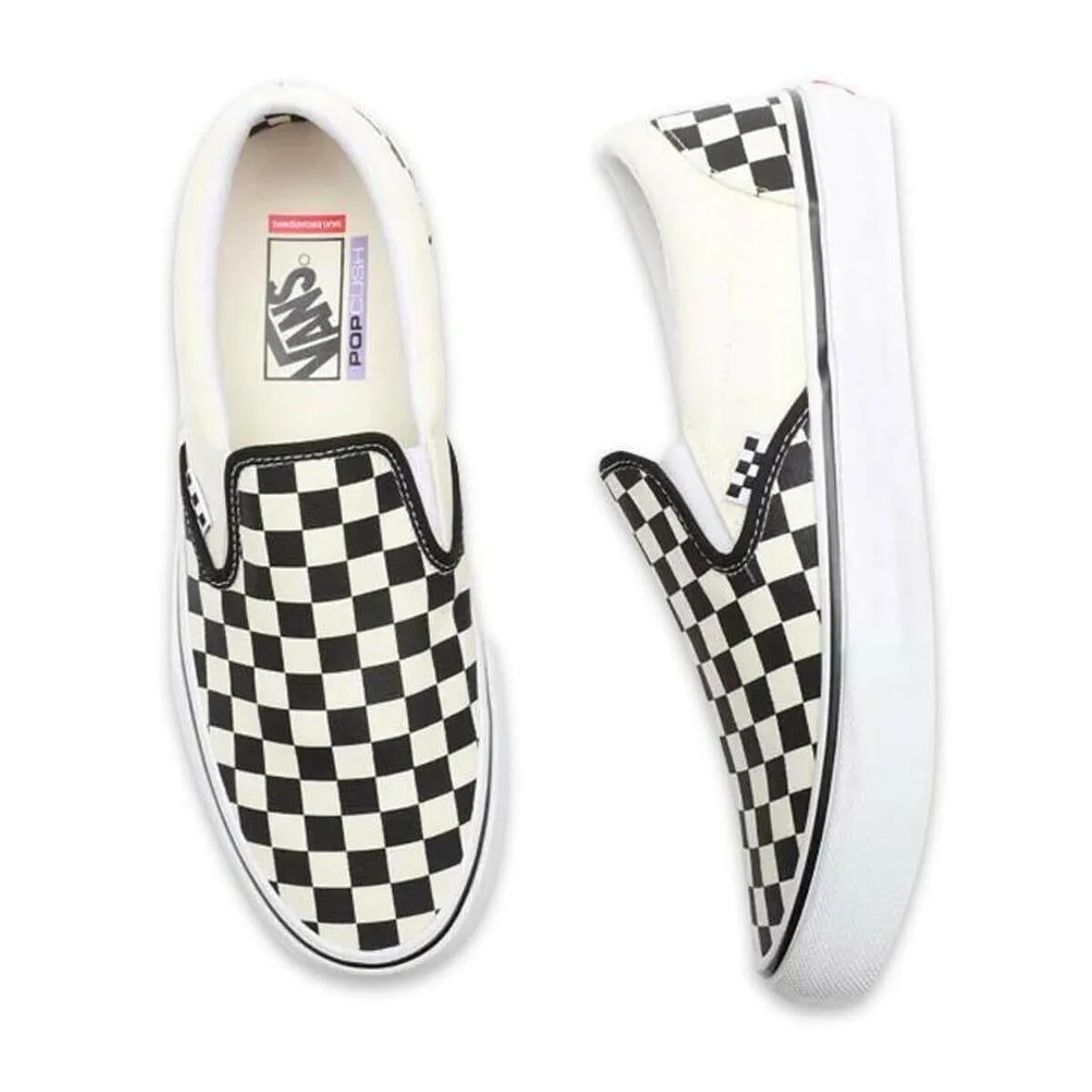 Classic Ride Arch Supported Footwear Vans - Skate Slip On Checkerboard Shoes Black/Off White