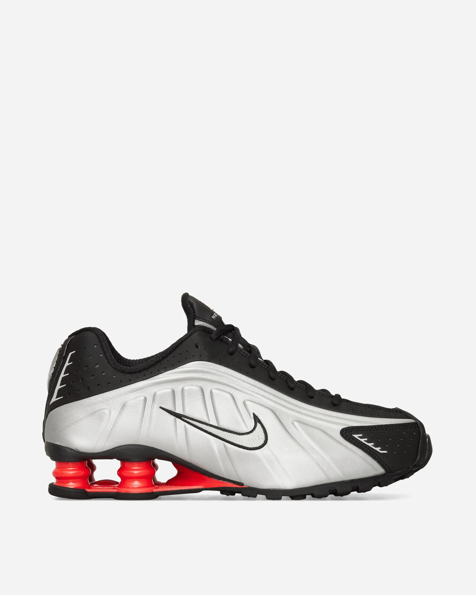 Soft Soles Workout Routine Women's Shox R4 Sneakers Metallic Silver / Black / Light Crimson