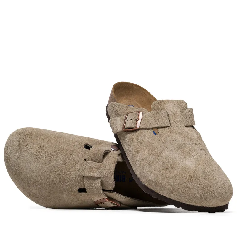 Birkenstock Boston Soft Footbed Suede - Taupe Open Steps Smooth Walk