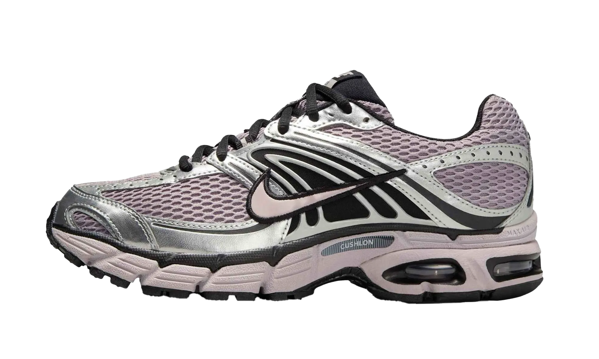Air Max Moto 2K WMNS "Light Violet Ore / Metallic Silver" medial support Active Footwear