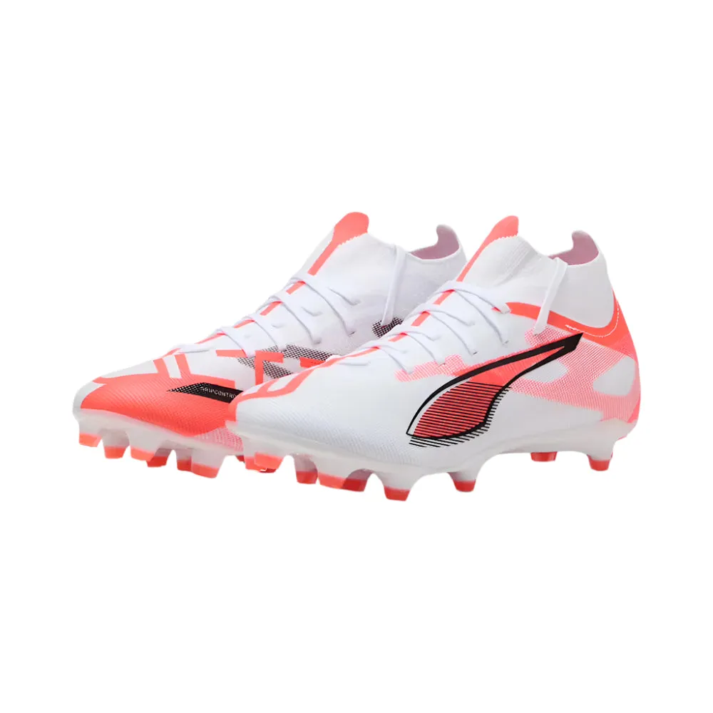 Puma Ultra 5 Match  FG/AG Women's Football Boots (White/Black/Glowing Red) Smooth Move