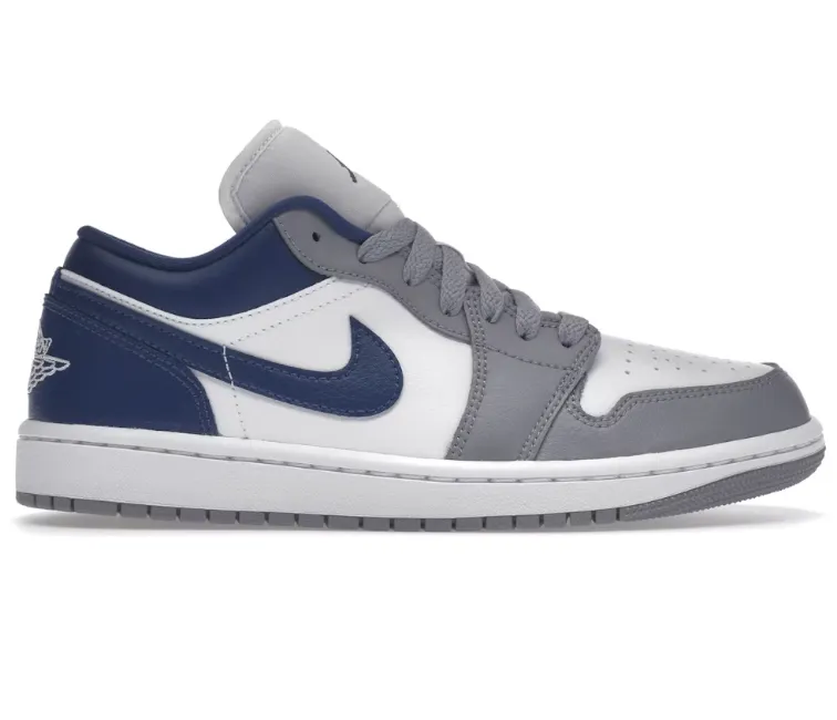 Women's Air Jordan 1 Low (Stealth Grey/French Blue) Sweat Control Odor control