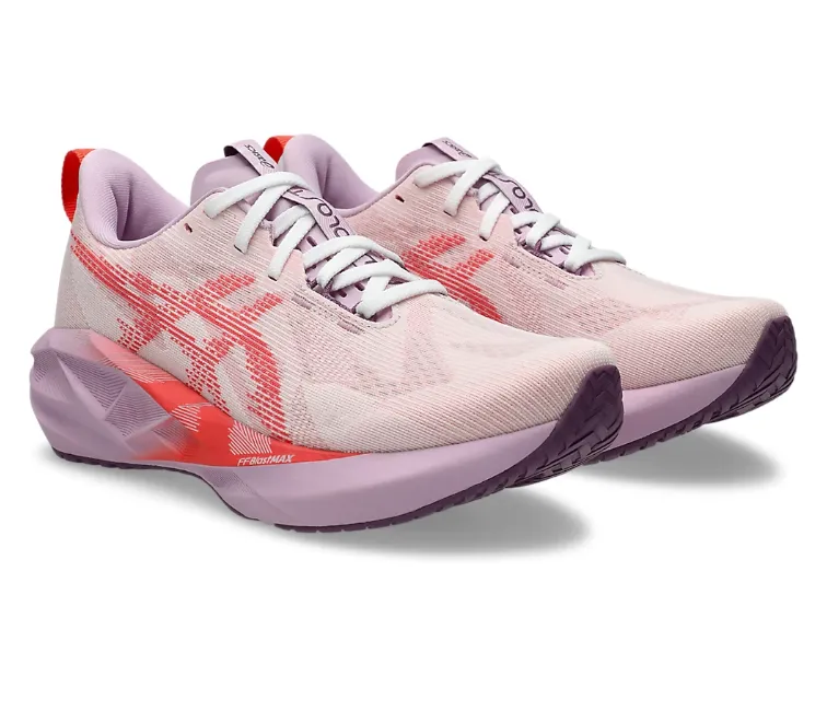 Slip Resistant Outsole Women's Asics Novablast 5 (White/Coral Reef)