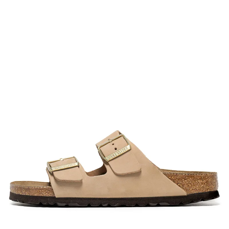Women's Birkenstock Arizona Soft Footbed Nubuck - Sandcastle Metal Ring