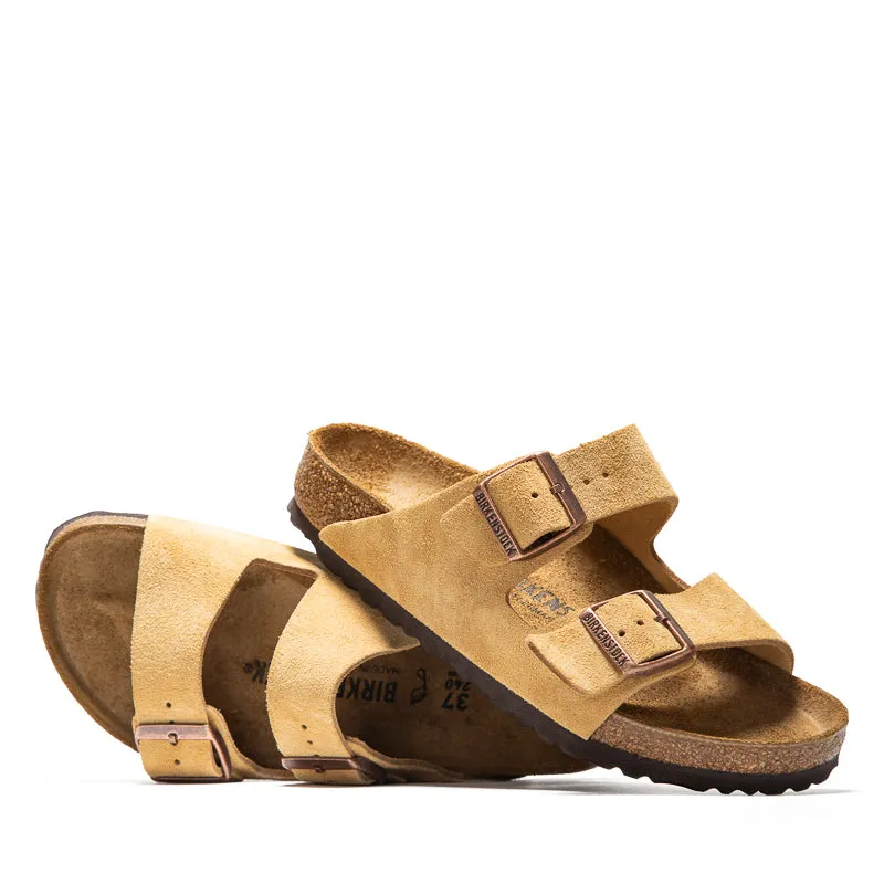 Women's Birkenstock Arizona Suede - Latte Cream Flexible Support