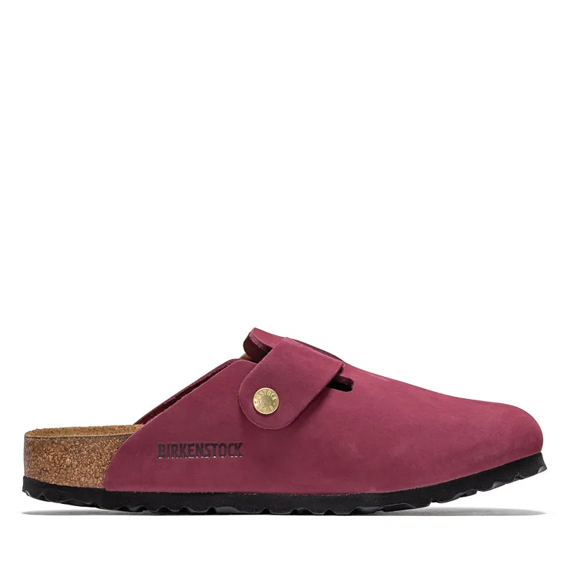 Women's Birkenstock Boston Big Buckle Nubuck - Berry Crush Comfortable Vacation Shoes