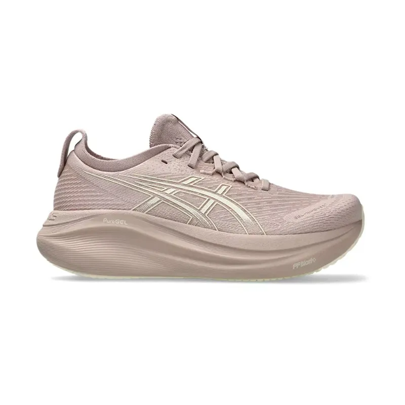 Hydrodynamic padded tongue running shoes Women's Gel-Nimbus 27 Fawn/Birch