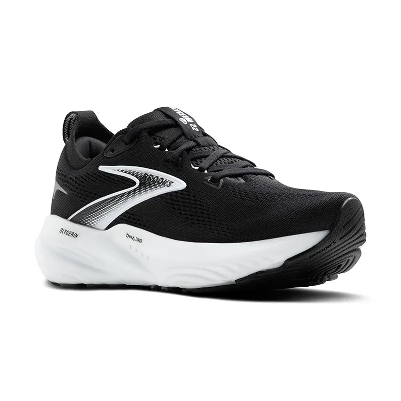 Women's Glycerin 22 (WIDE) Black/Grey/White running in an iconic bridge area shoes