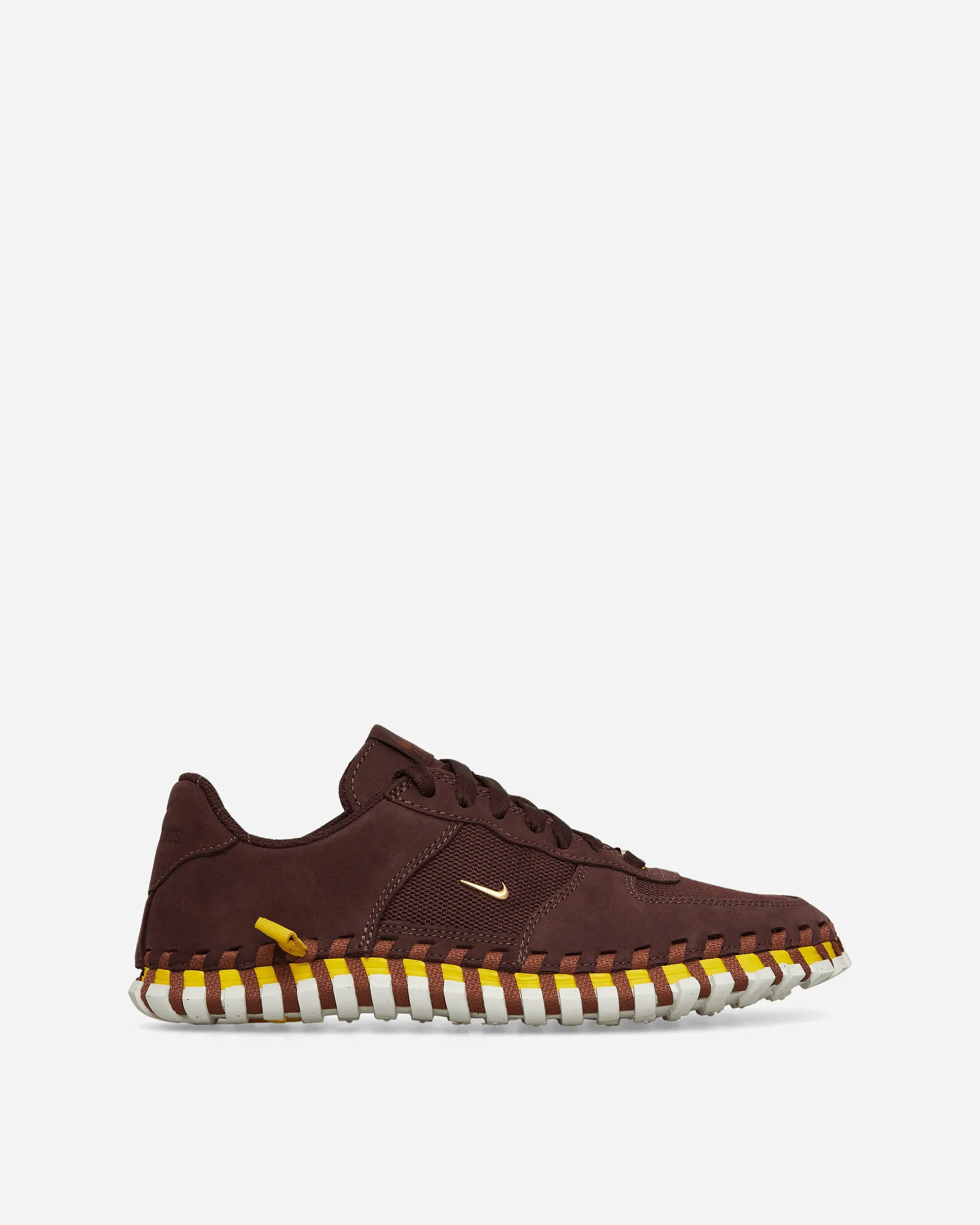 Flat Sole Ankle Hugging Design Women's JACQUEMUS J Force 1 Low LX Sneakers Earth / Metallic Gold