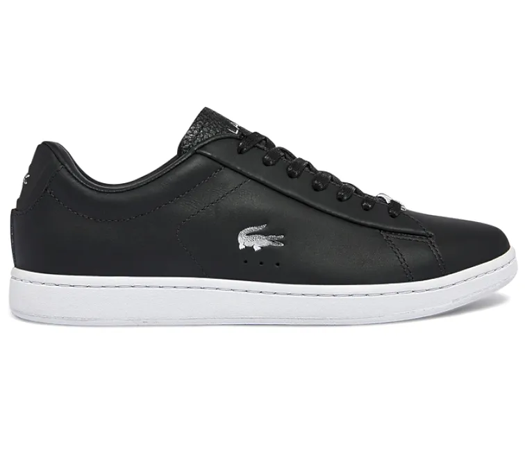 Women's Lacoste Carnaby Evo 0722 1 (Black/Silver) Bendable Heel Counter