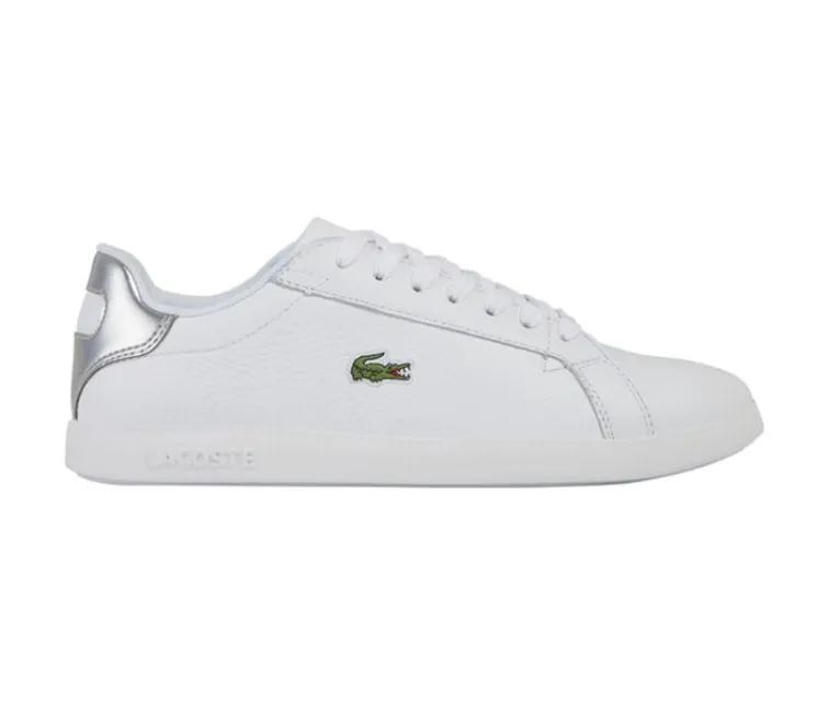 Women's Lacoste Graduate 120 1 (White/Silver) Multi Directional Flex Running Friendly