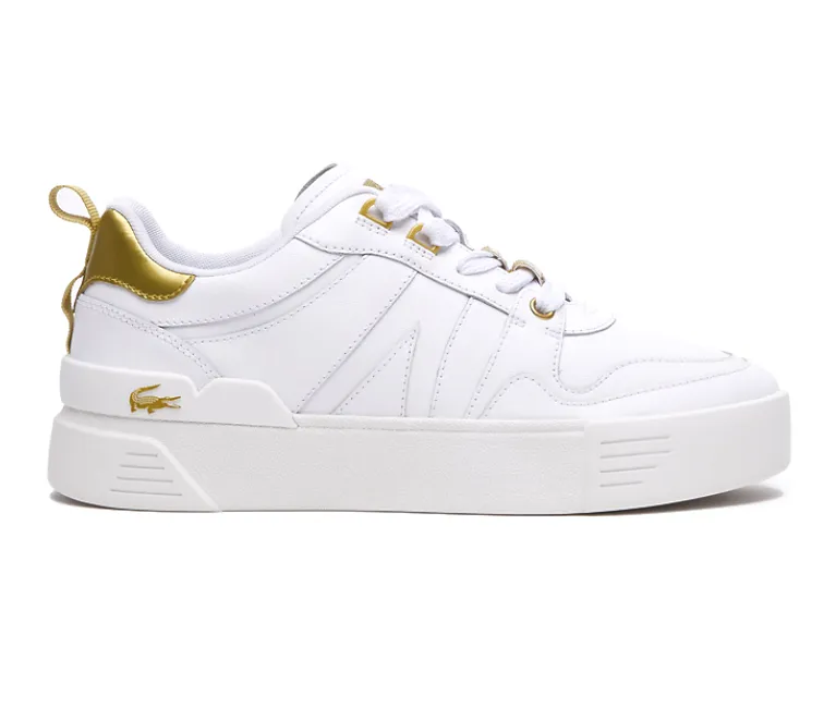 Women's Lacoste L002 (White/Gold) Structured Pace Durable Synthetic