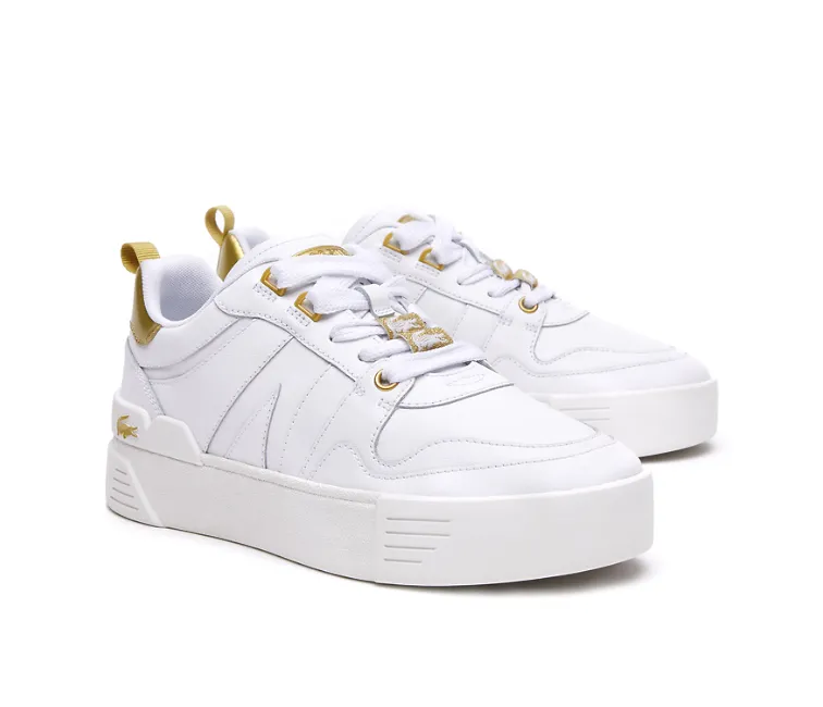 Women's Lacoste L002 (White/Gold) Stitched Toe Box