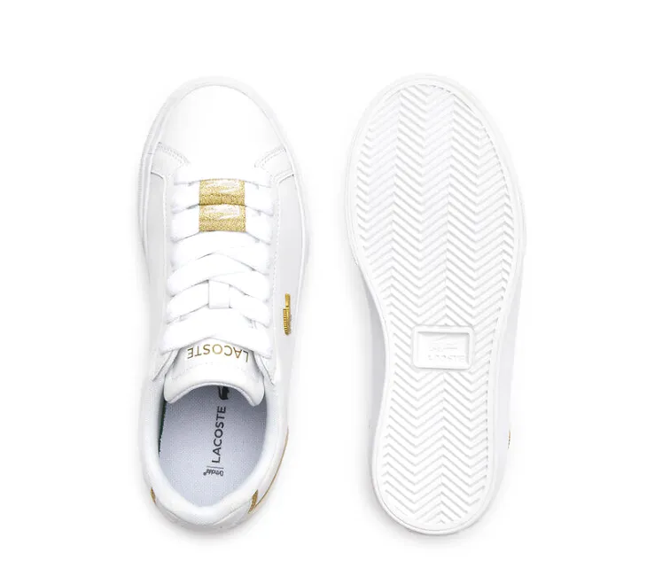 Trend-setting ease Modern Style Women's Lacoste Lerond Pro 123 3 (White/Gold)