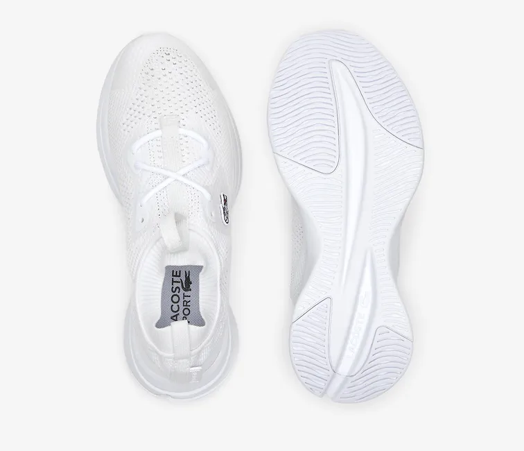 Women's Lacoste Run Spin Knit 123 1 SFA (White/Off White) Smooth Landing Feel Light