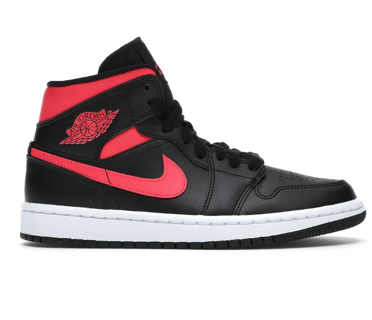 Women's Nike Air Jordan 1 Mid  (Black/Siren Red) Iconic support Sidewalk Ready