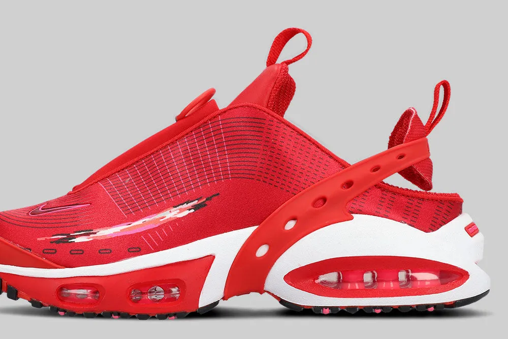 Women's Nike Air Max Craze 'University Red and White' running in a bus station area shoes