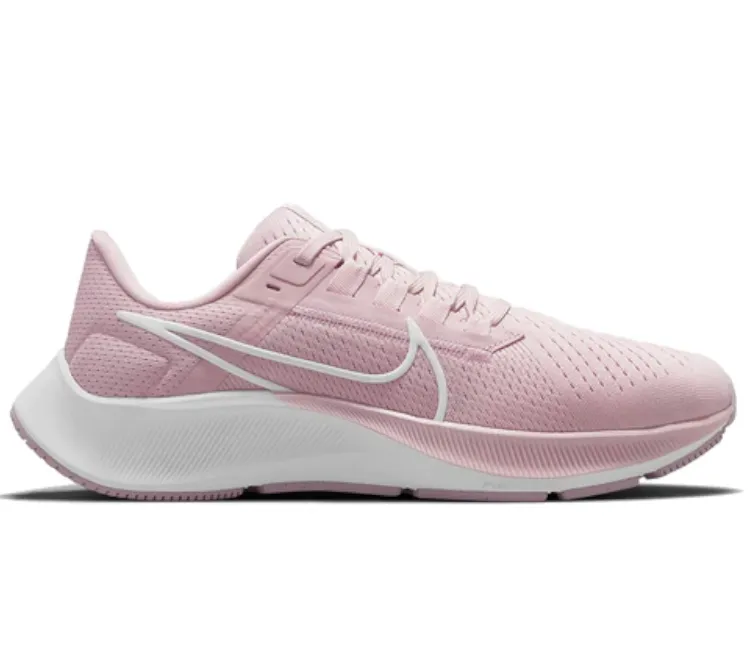 Women's Nike Air Zoom Pegasus 38 (Champagne/White-Barely Rose) Chic Tones Elastic Strap