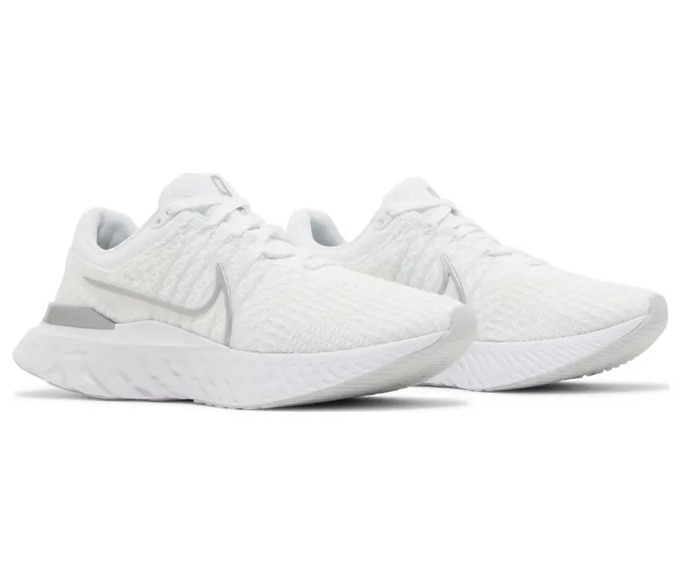 Shockproof Comfortable Forefoot Women's Nike React Infinity Run FK 3 (White/Silver)