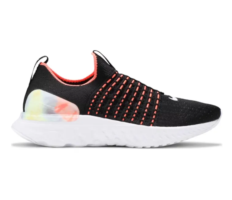 Women's Nike React Phantom Run FK 2 (Black/Bright Mango) Smooth Performance