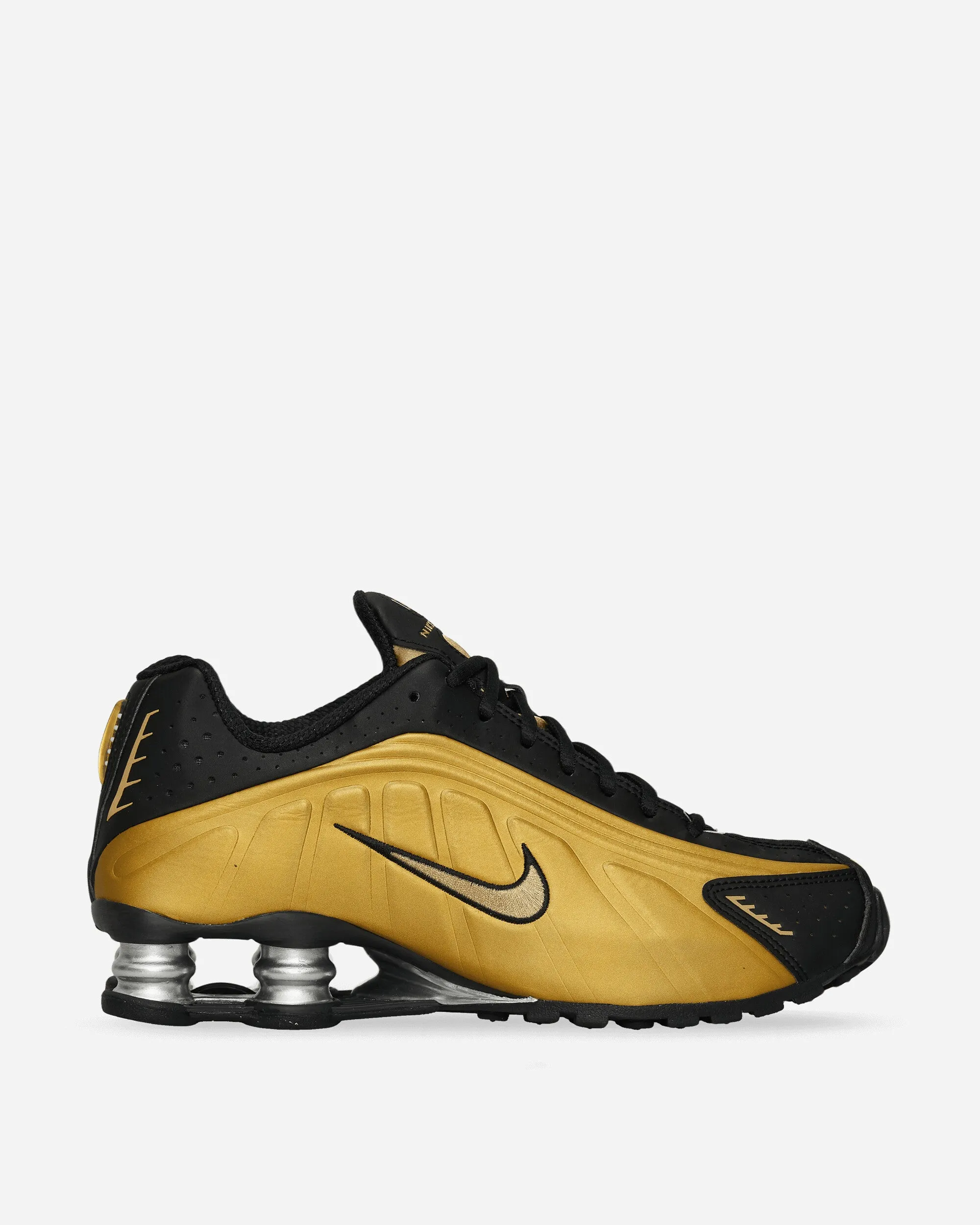 Women's Shox R4 Sneakers Black / Metallic Gold Rigidity Control