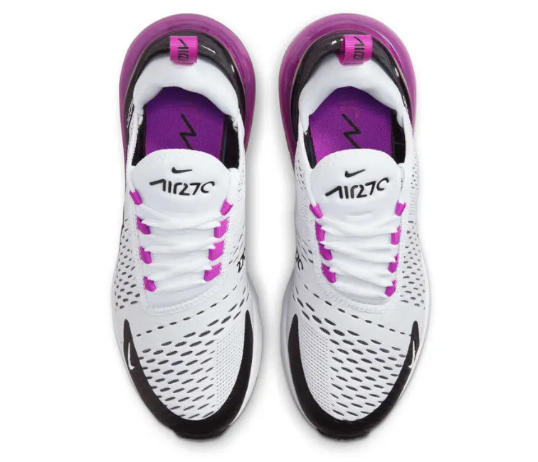 Women's Nike Air Max 270 (White/Black-Purple) Flat Bottom